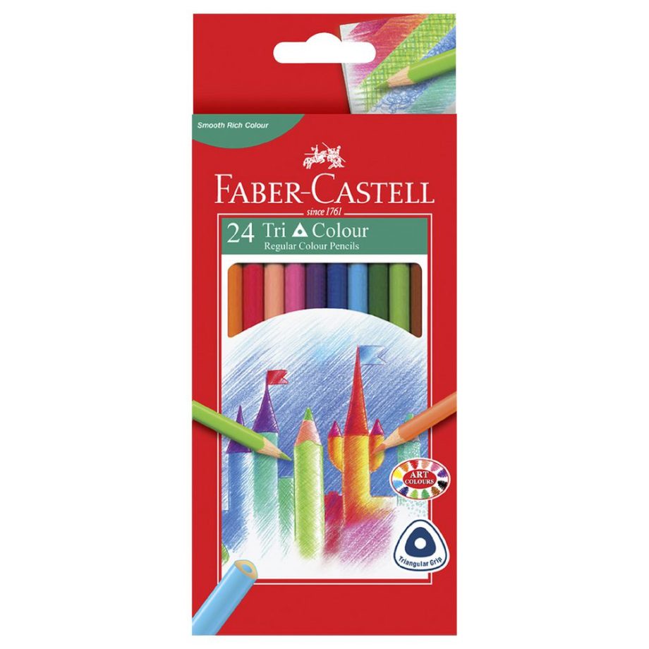 Faber-Castell- Boite de 12 crayons de couleur triangulaires